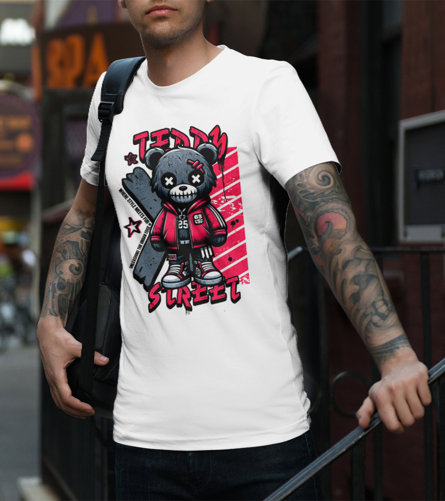 Teddy Street 85 Haunted Teddy Bea With Grunge Style Elements T-Shirt