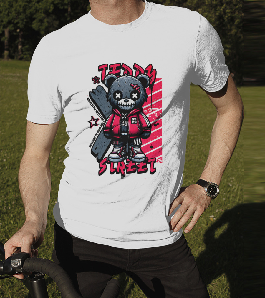 Teddy Street 85 Haunted Teddy Bea With Grunge Style Elements T-Shirt