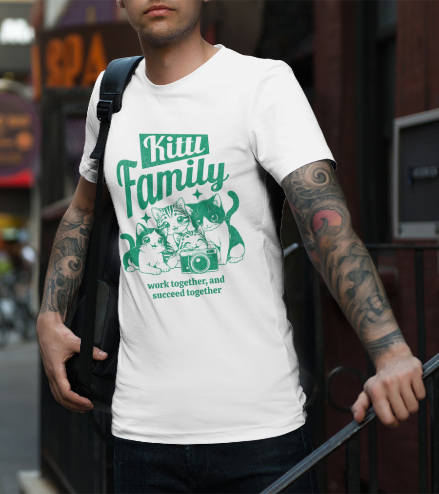 Kittl Family Work Together And Succeed Together Cats With Camera T-Shirt