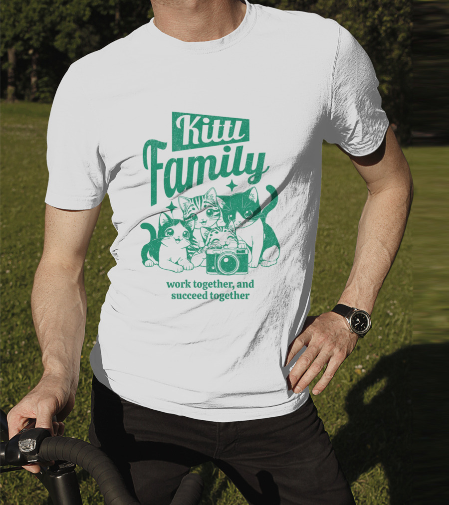 Kittl Family Work Together And Succeed Together Cats With Camera T-Shirt