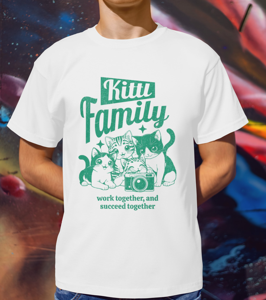 Kittl Family Work Together And Succeed Together Cats With Camera T-Shirt