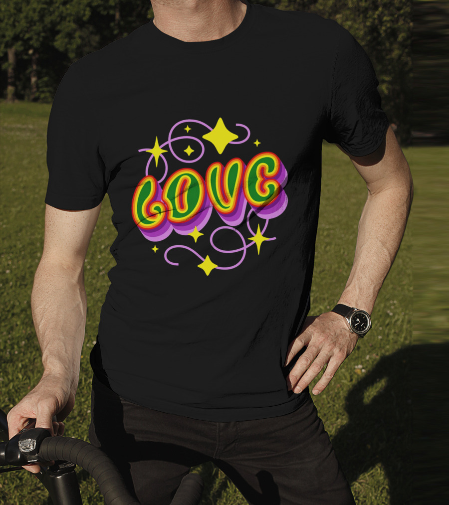 LOVE Stars And Swirls 70's T-Shirt