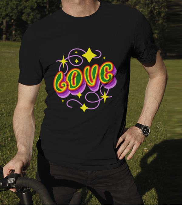 LOVE Stars And Swirls 70's T-Shirt