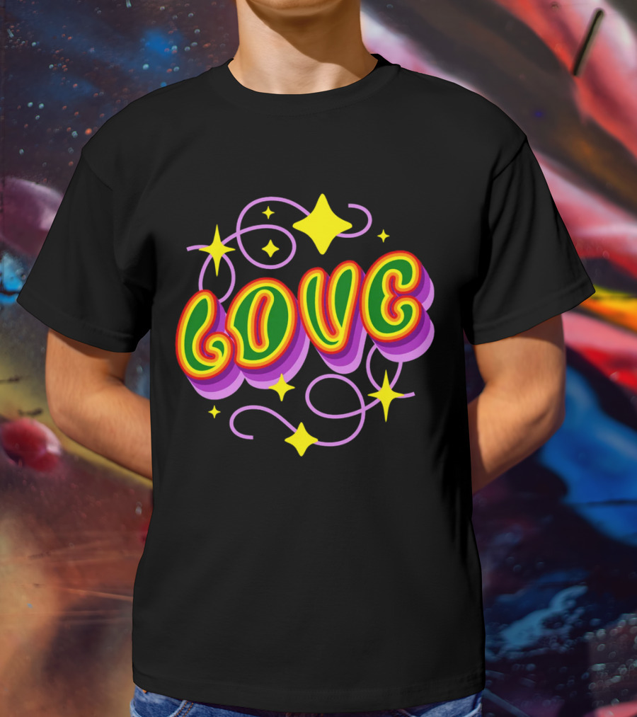LOVE Stars And Swirls 70's T-Shirt