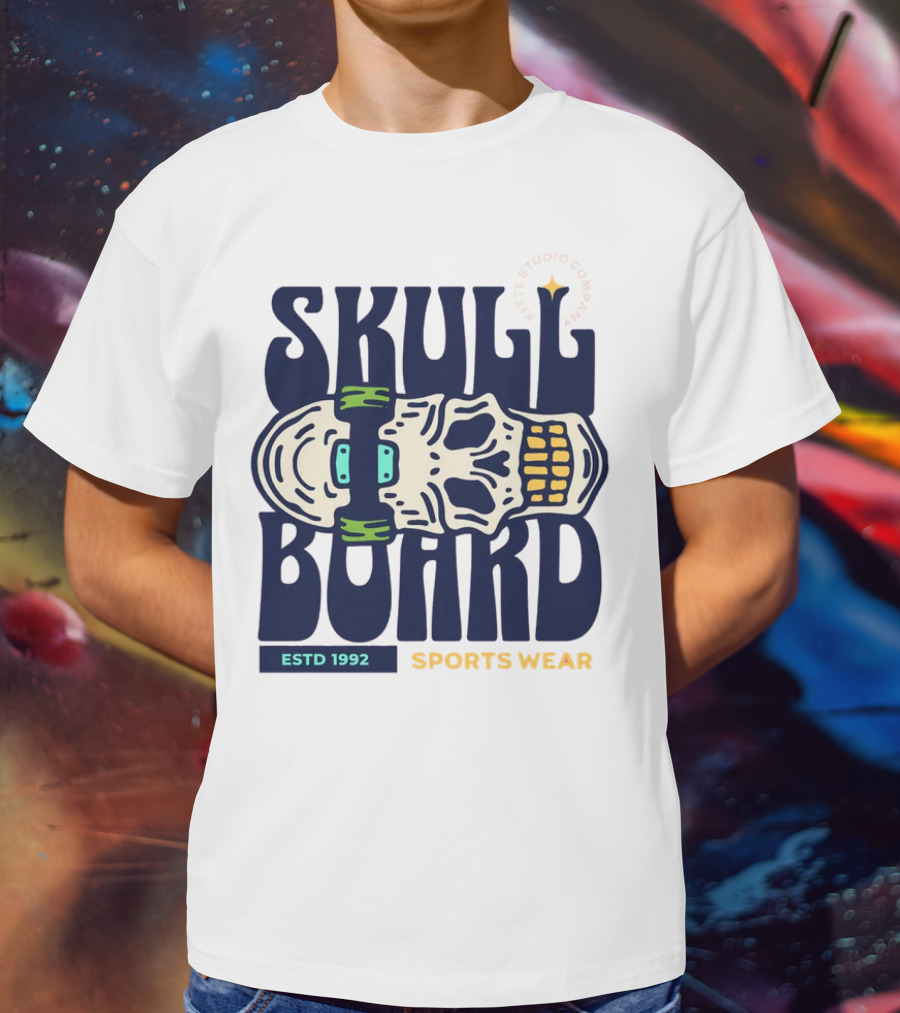 SKULL BOARD ESTD 1992 SPORTS WEAR KTTTL STUDIO COMPANY T-Shirt