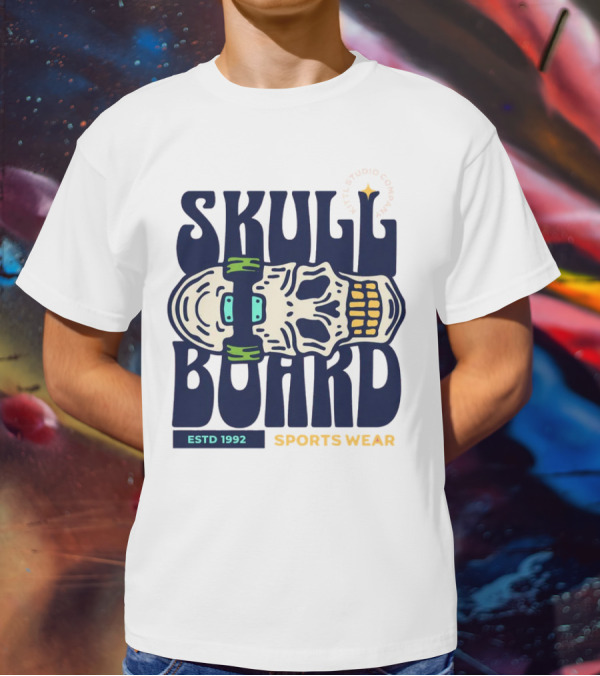 SKULL BOARD ESTD 1992 SPORTS WEAR KTTTL STUDIO COMPANY T-Shirt