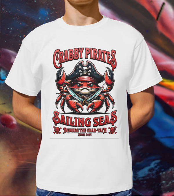 Crabby Pirates Sailing Seas Beware The Crab-tain Since T-Shirt