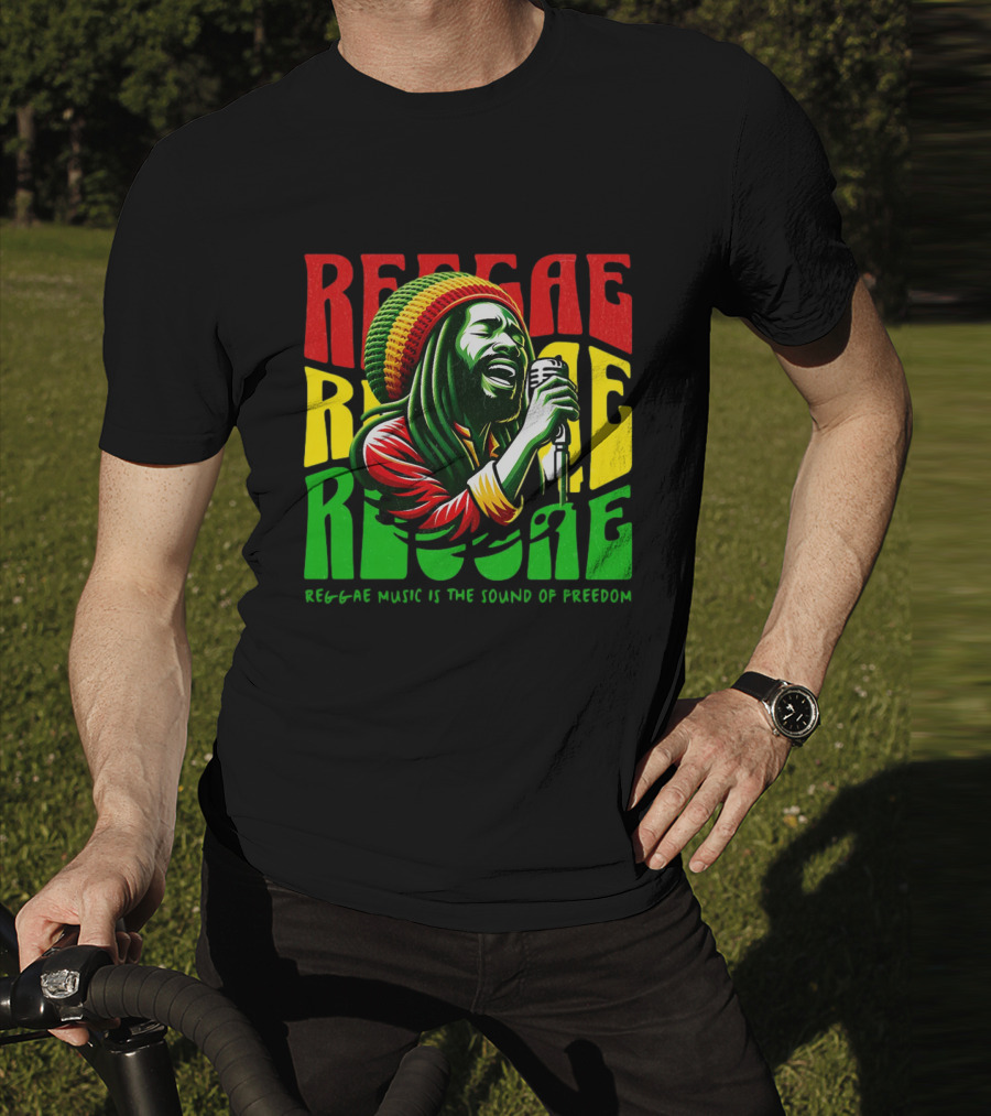 Reggae Music Is The Sound Of Freedom Vibrant Singer Iconic Colors T-Shirt