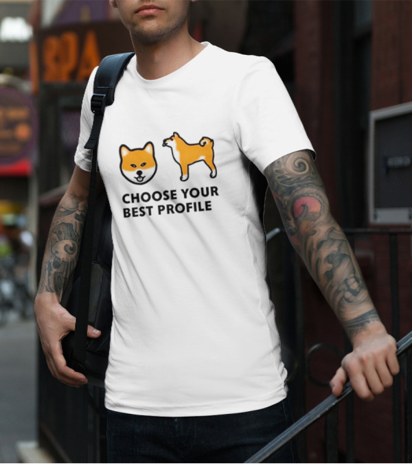 Shiba Inu Choose Your Best Profile Dog Silhouette And Face T-Shirt