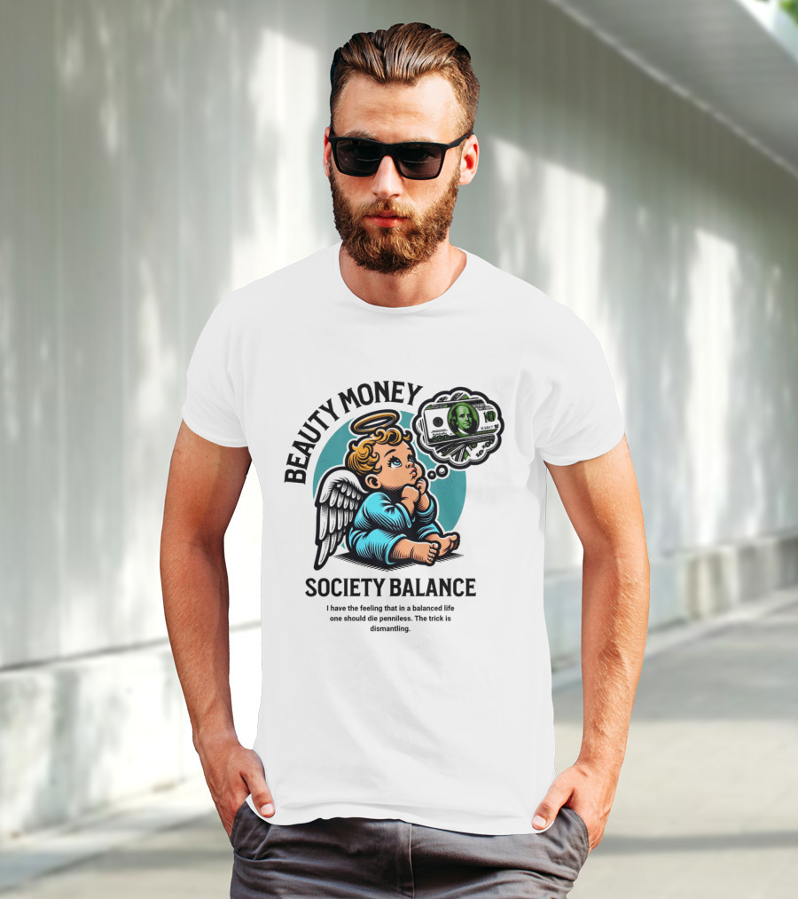 BEAUTY MONEY SOCIETY BALANCE Angel Dreaming Dollar Halo T-Shirt
