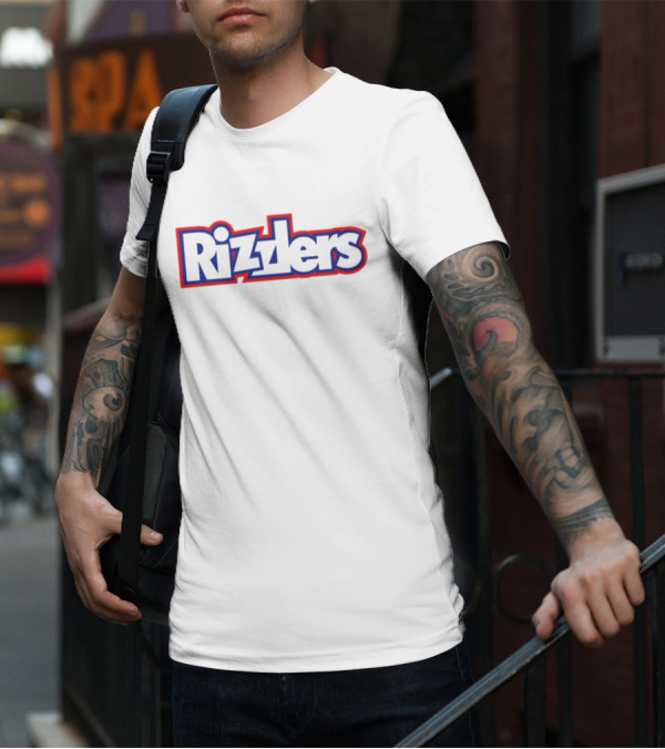 Rizzlers Bold Red And Blue Retro Font T-Shirt