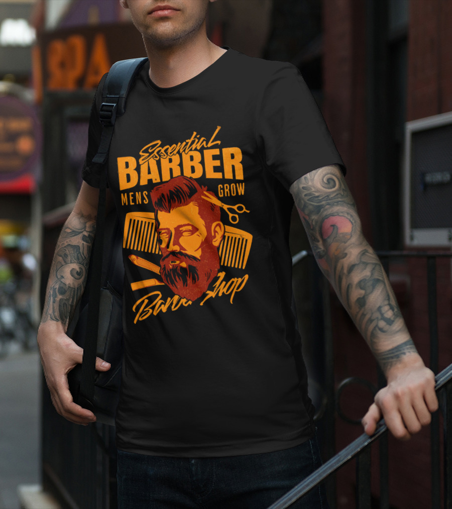 Essential Barber Mens Grow Barber Shop T-Shirt