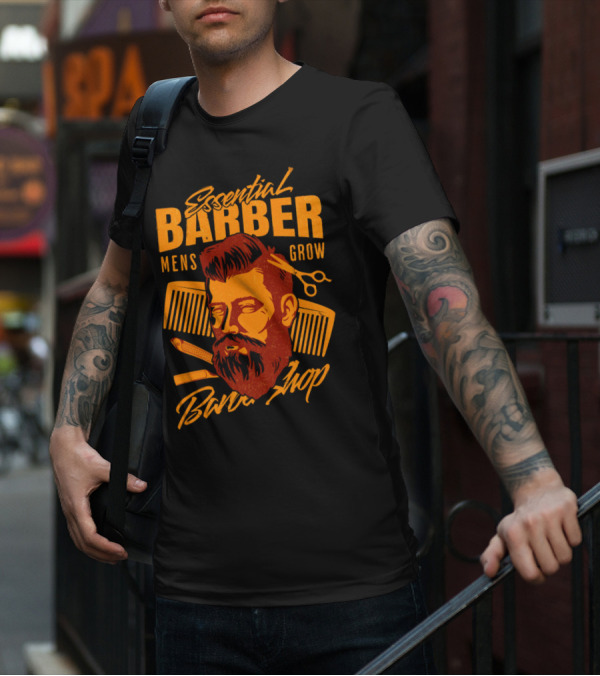 Essential Barber Mens Grow Barber Shop T-Shirt