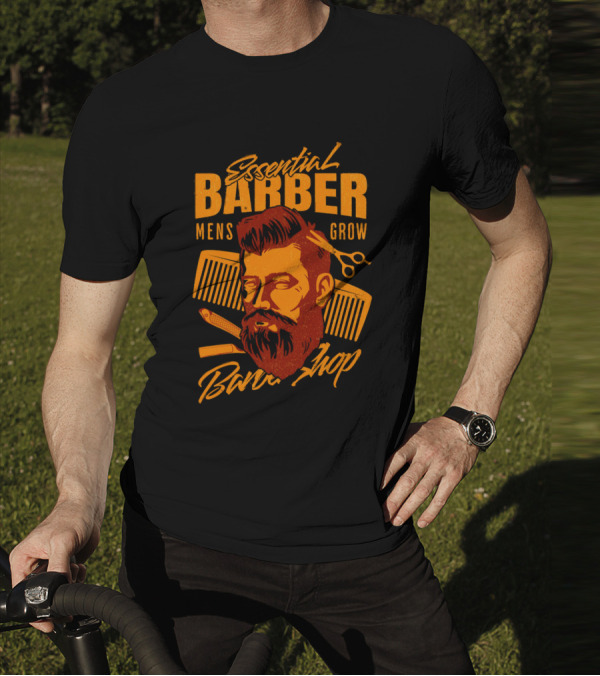 Essential Barber Mens Grow Barber Shop T-Shirt