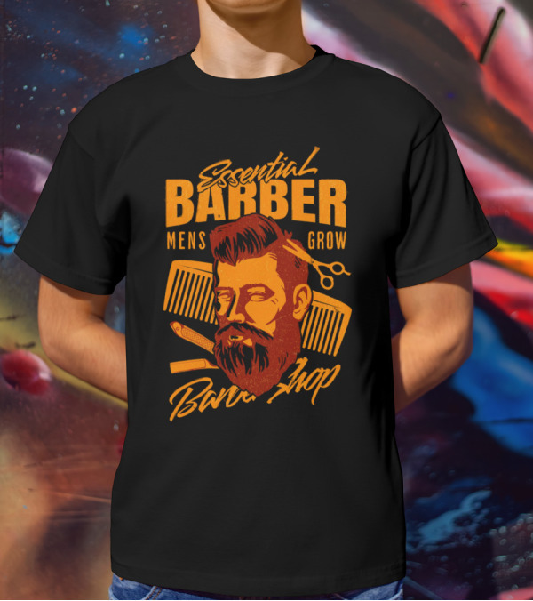 Essential Barber Mens Grow Barber Shop T-Shirt