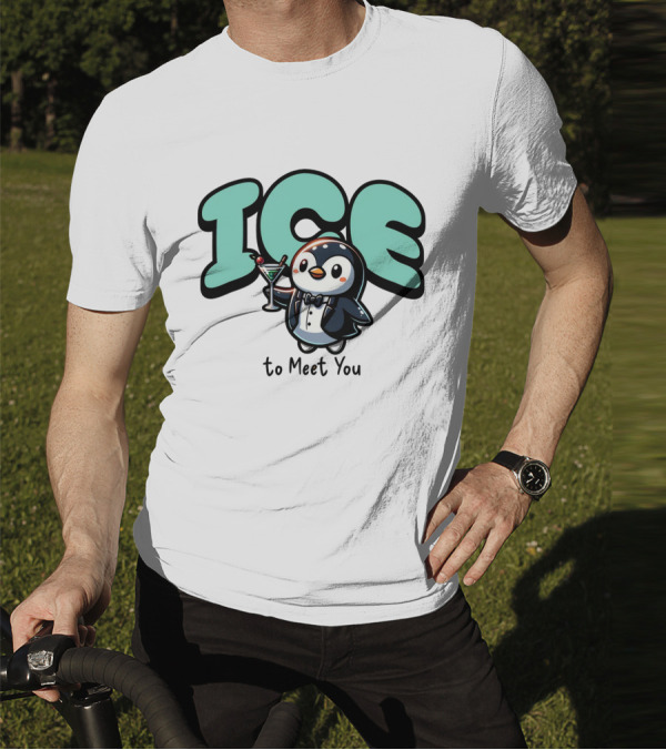 ICE To Meet You Penguin Martini Charm T-Shirt