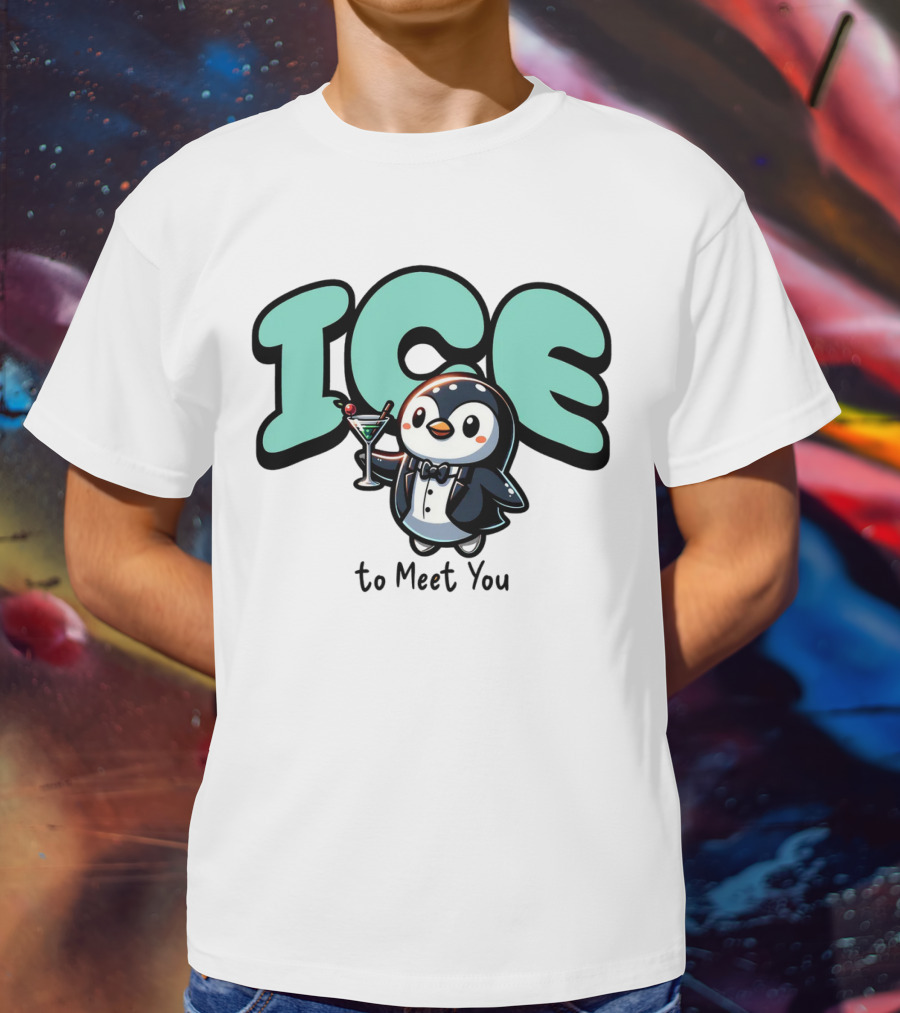 ICE To Meet You Penguin Martini Charm T-Shirt