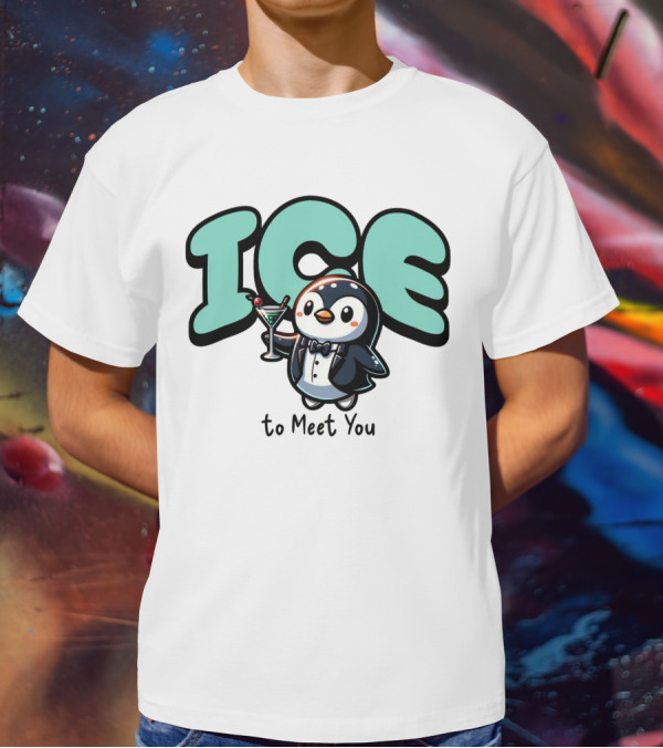 ICE To Meet You Penguin Martini Charm T-Shirt