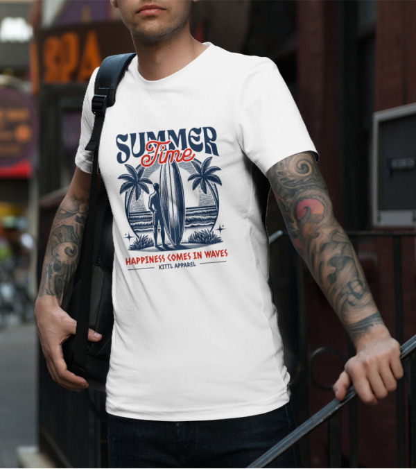 Summer Time Happiness Comes In Waves Kittl T-Shirt