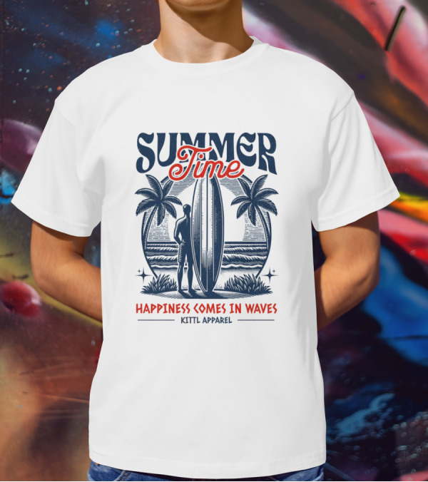 Summer Time Happiness Comes In Waves Kittl T-Shirt
