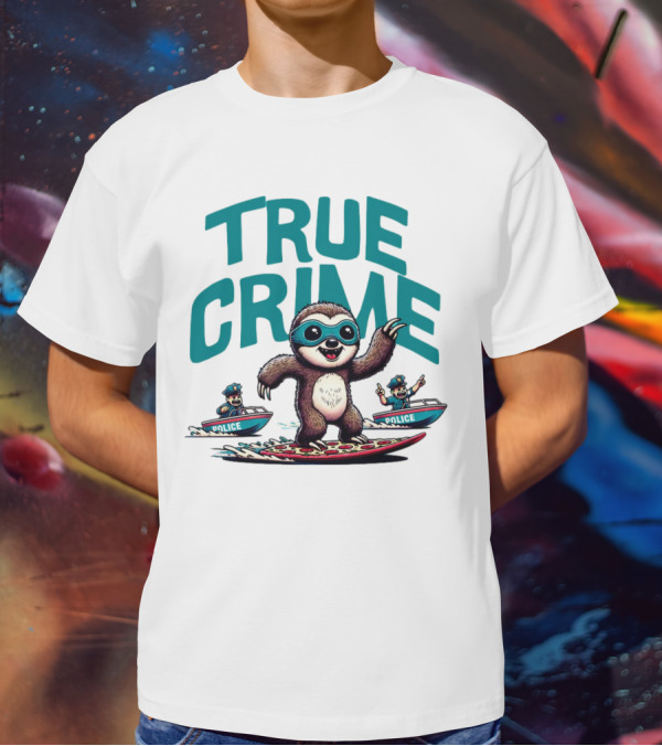 True Crime Sloth Surfing Police Chase T-Shirt