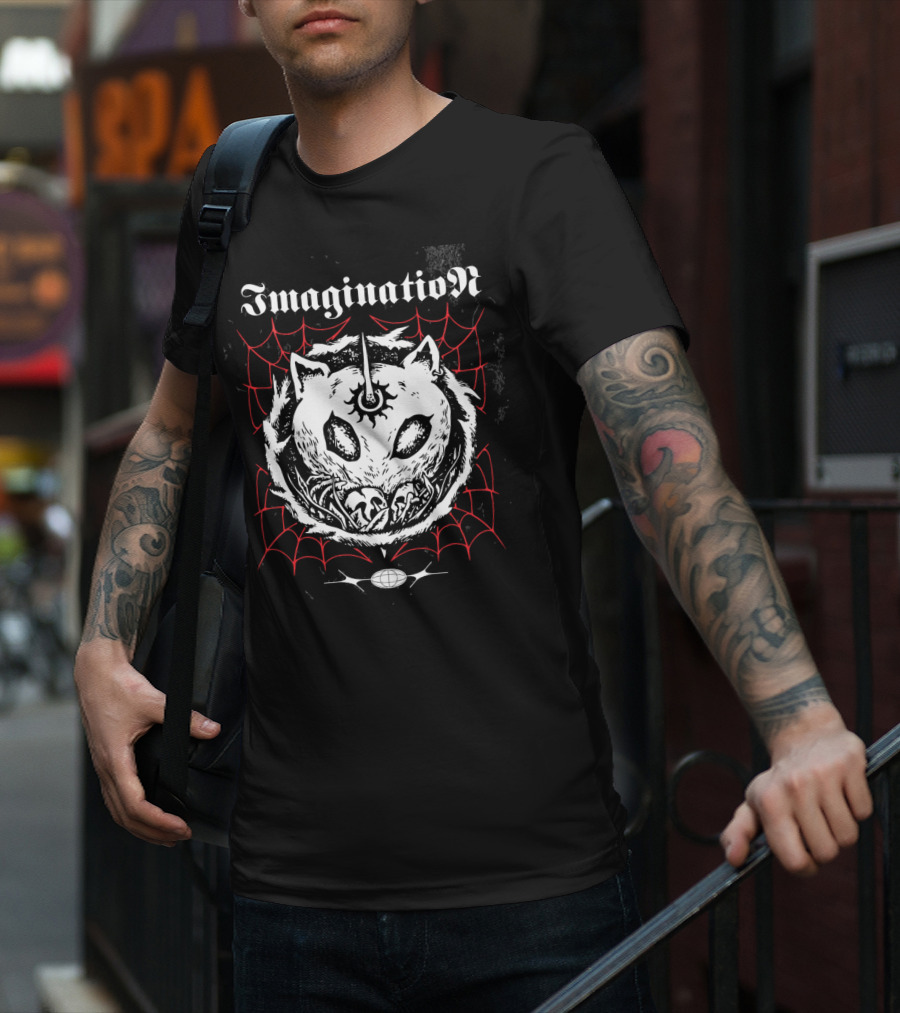 Imagination Fantasy Beast With Unicorn Horn And Spider Webs T-Shirt