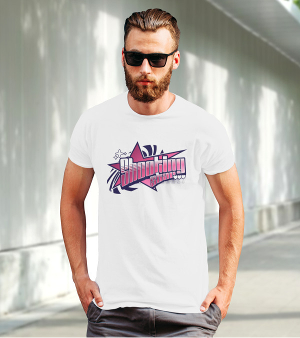 Shooting Star Pink Purple Stylized Text With Starburst Graphics T-Shirt