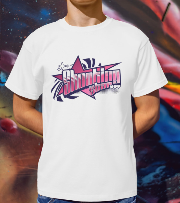 Shooting Star Pink Purple Stylized Text With Starburst Graphics T-Shirt