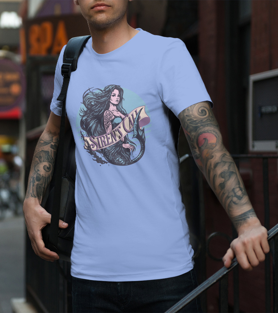 Siren's Call Mermaid Tattoo Ocean Waves T-Shirt