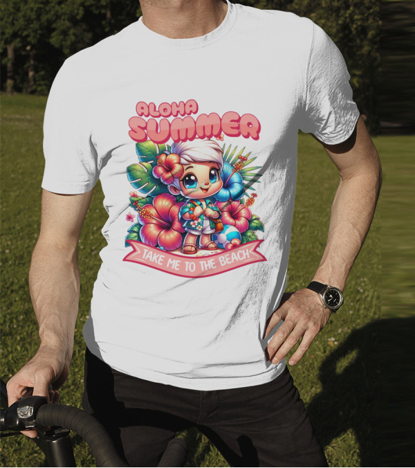 Aloha Summer Take Me To The Beach Hawaiian Tropical Cartoon T-Shirt