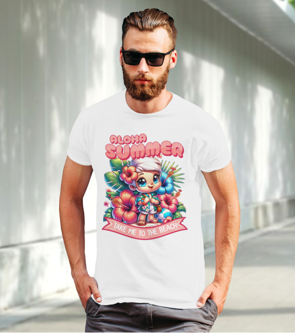 Aloha Summer Take Me To The Beach Hawaiian Tropical Cartoon T-Shirt