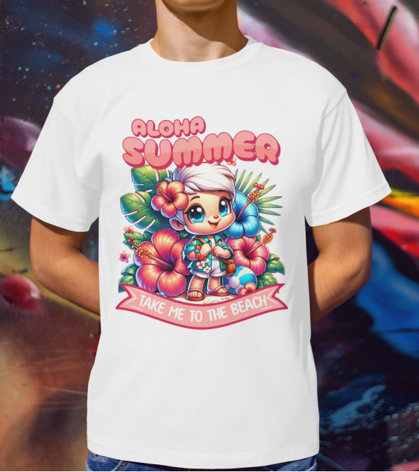 Aloha Summer Take Me To The Beach Hawaiian Tropical Cartoon T-Shirt