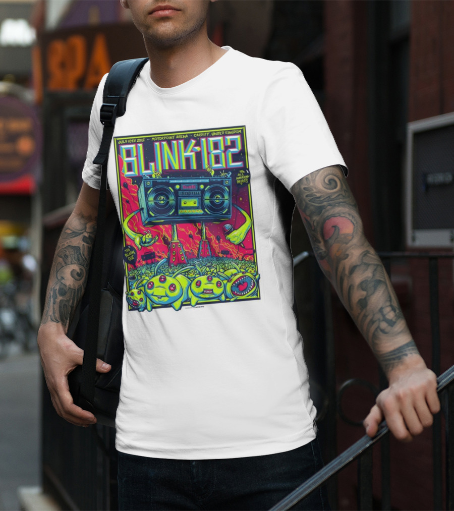 Blink-182 July 10th 2012 Motorpoint Arena Cardiff United Kingdom Boombox Alien Creature T-Shirt