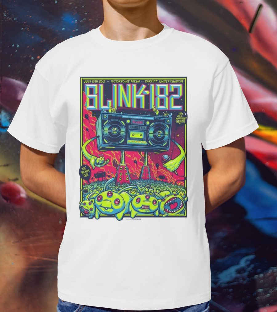Blink-182 July 10th 2012 Motorpoint Arena Cardiff United Kingdom Boombox Alien Creature T-Shirt