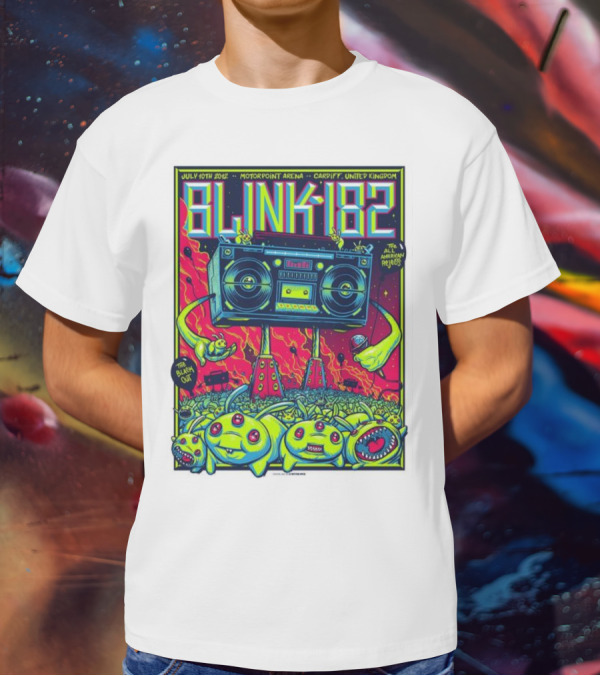 Blink-182 July 10th 2012 Motorpoint Arena Cardiff United Kingdom Boombox Alien Creature T-Shirt