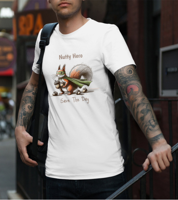 Nutty Hero Save The Day Squirrel With Mask And Cape T-Shirt