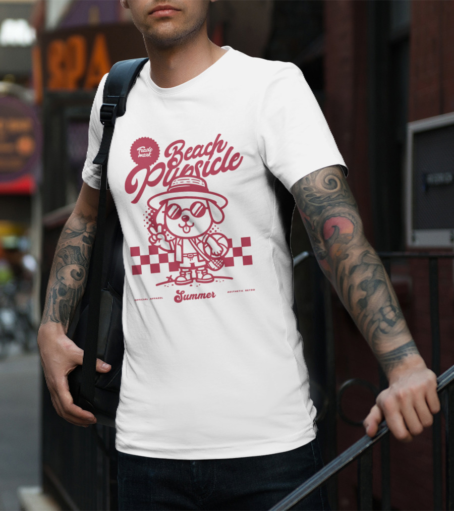 Trademark Beach Pupsicle Summer Aesthetic Retro T-Shirt