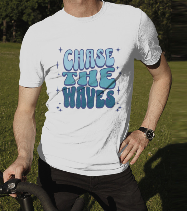 Chase The Waves Retro Font Star Accents T-Shirt