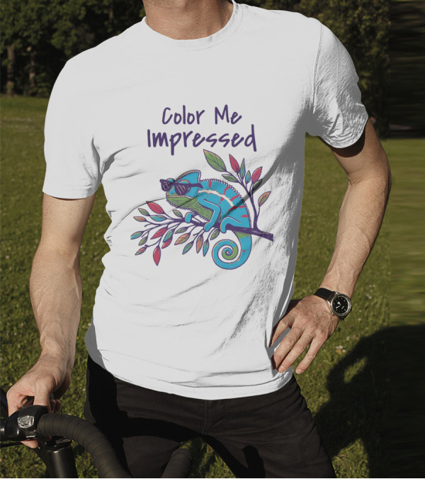 Color Me Impressed Chameleon With Sunglasses On Colorful Branch T-Shirt