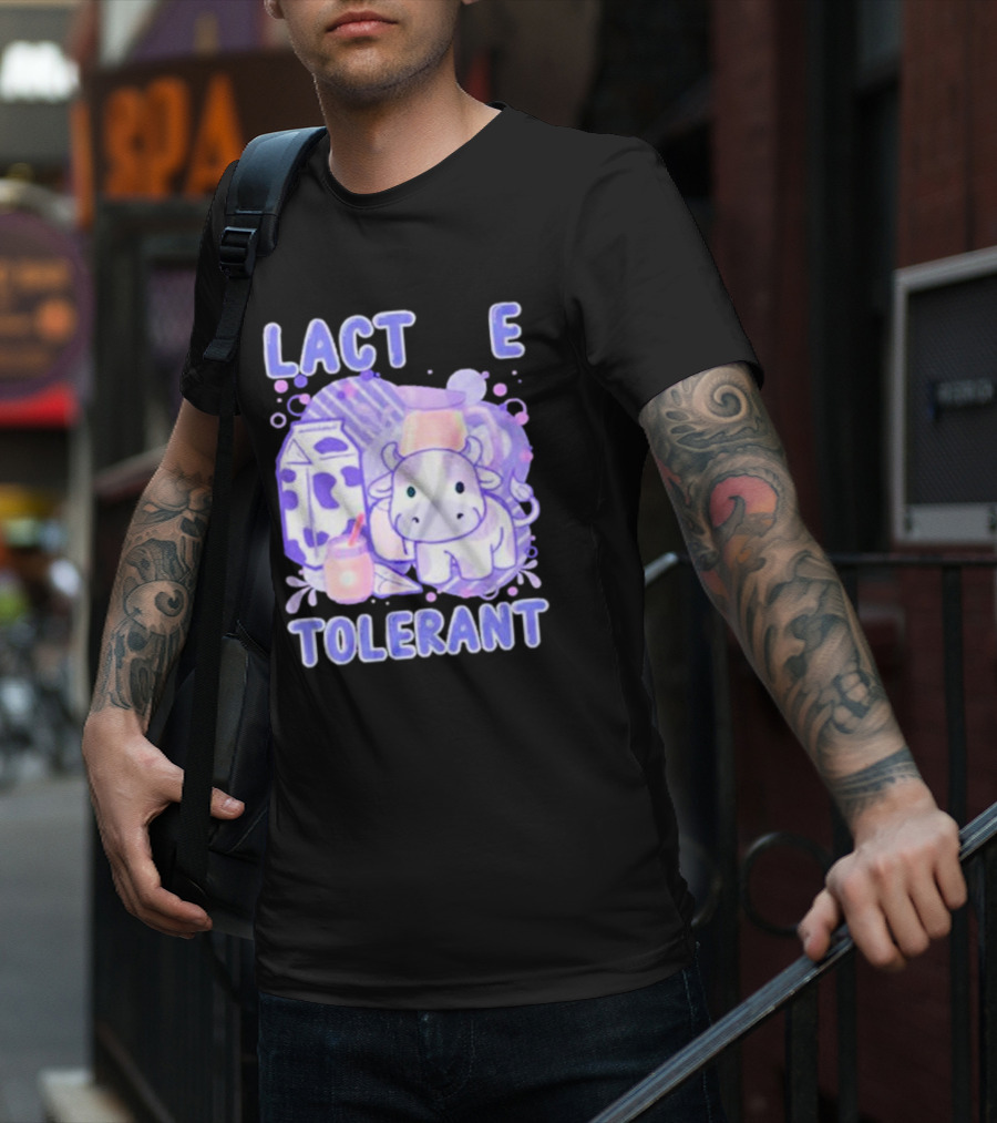 Lactose Intolerant Funny Milk Cow Cartoon T-Shirt
