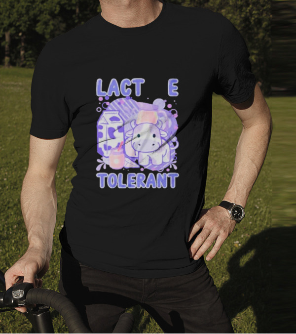 Lactose Intolerant Funny Milk Cow Cartoon T-Shirt
