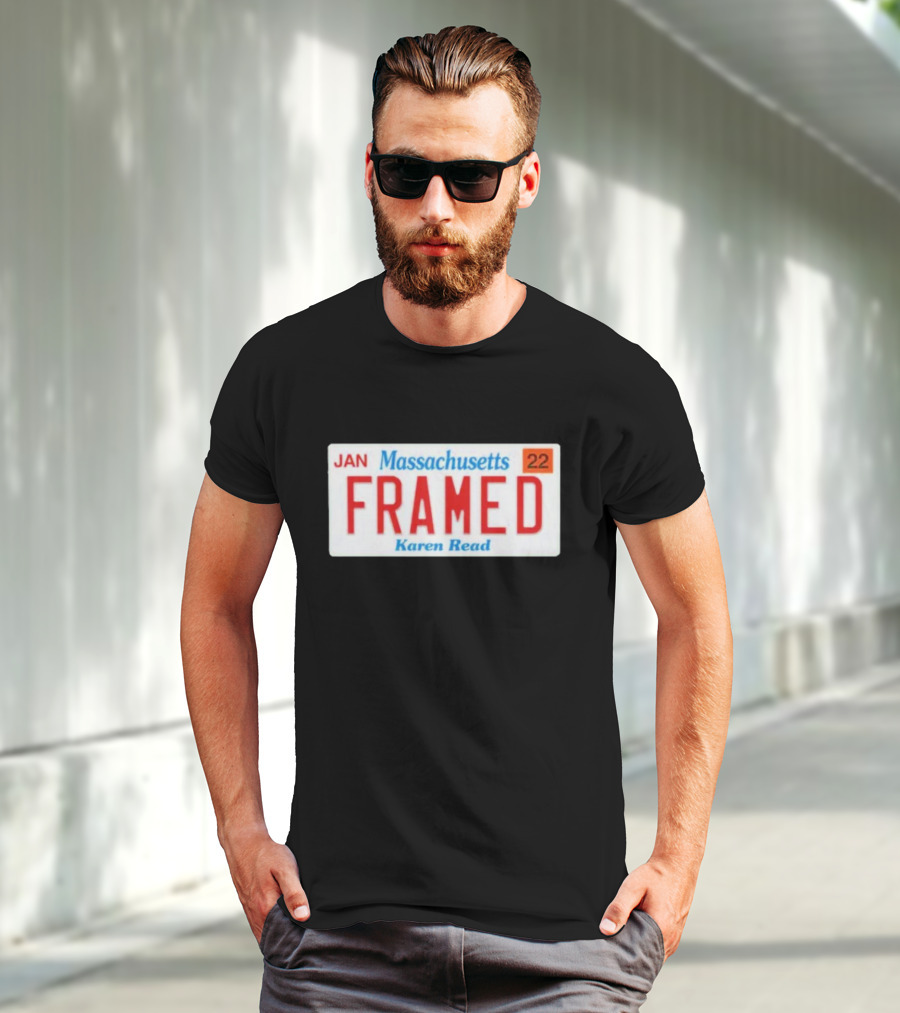 Massachusetts Framed Karen Read License Plate T-Shirt