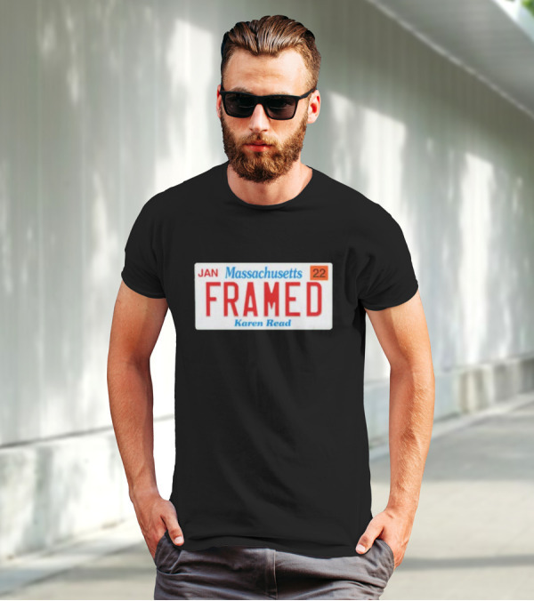 Massachusetts Framed Karen Read License Plate T-Shirt