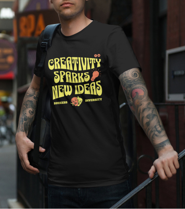 Creativity Sparks New Ideas Success Diversity Lightbulb Icon Comedy Tragedy Masks T-Shirt