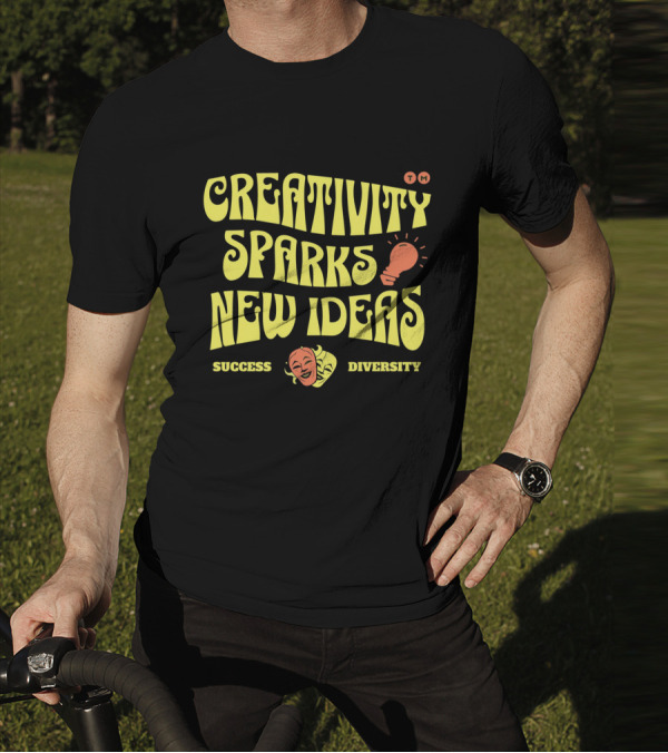 Creativity Sparks New Ideas Success Diversity Lightbulb Icon Comedy Tragedy Masks T-Shirt