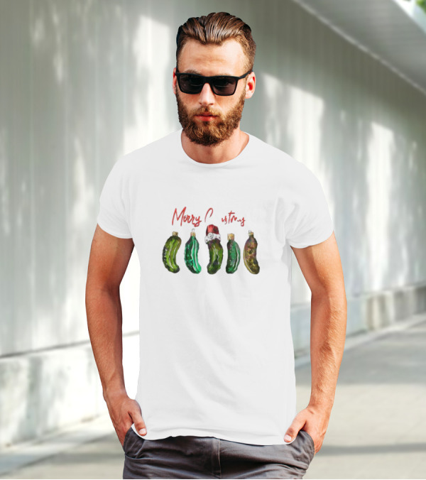 Funny Pickles Merry Christmas Santa Hat Ornaments T-Shirt