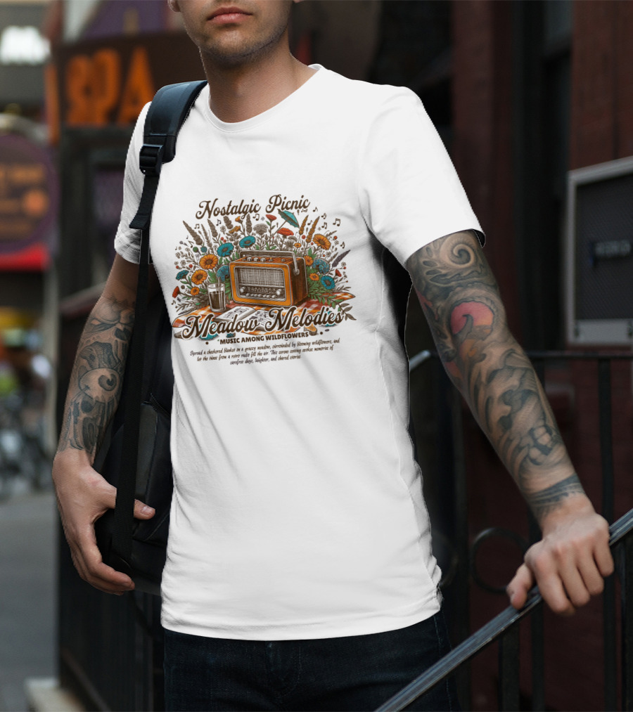 Nostalgic Picnic Meadow Melodies Music Among Wildflowers T-Shirt