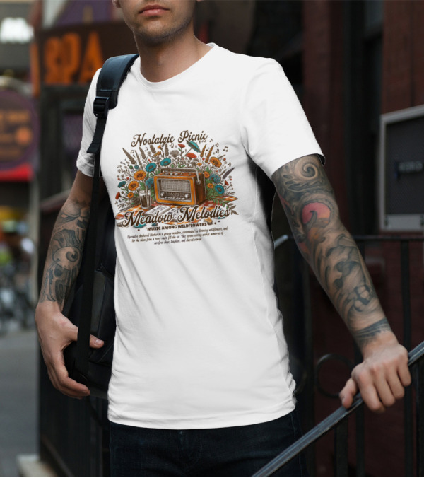 Nostalgic Picnic Meadow Melodies Music Among Wildflowers T-Shirt