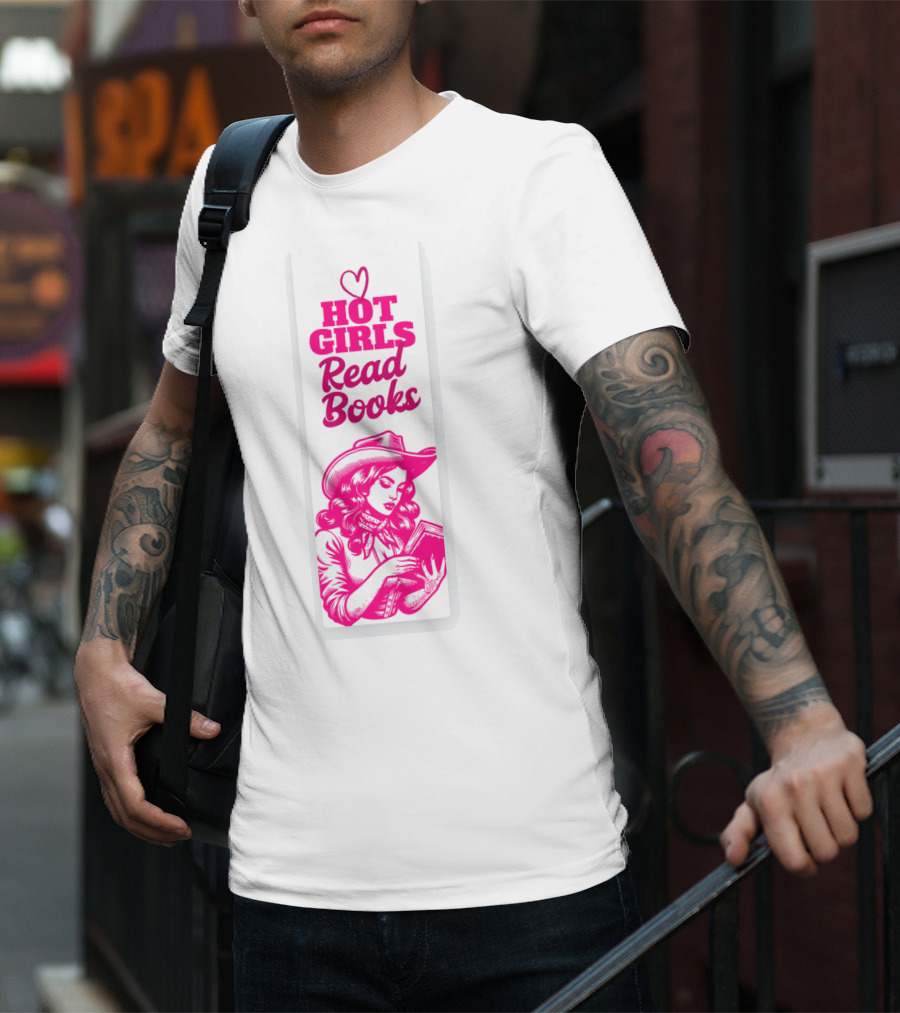 Hot Girls Read Books Cool Vintage Bookmark T-Shirt
