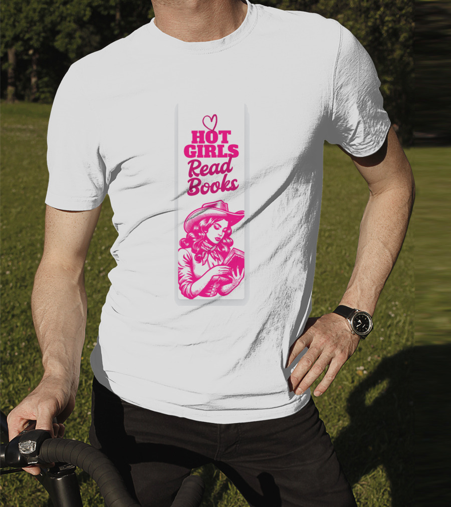 Hot Girls Read Books Cool Vintage Bookmark T-Shirt